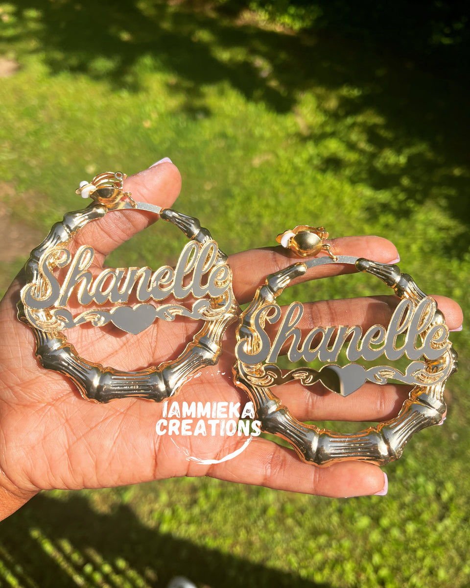 CLIP ON NAMEPLATE EARRINGS IAmMiekaCreations