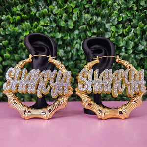 BLING BLING NAMEPLATE EARRINGS